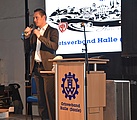 Tobias Teschner vertrat in seinem Grußwort den Oberbürgermeister der Stadt Halle. Foto: THW/Raik Richter