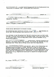 Aktennotiz aus dem Jahre 1995 - Aufnahmeverfahren für neue Helfer_innen. - Archiv